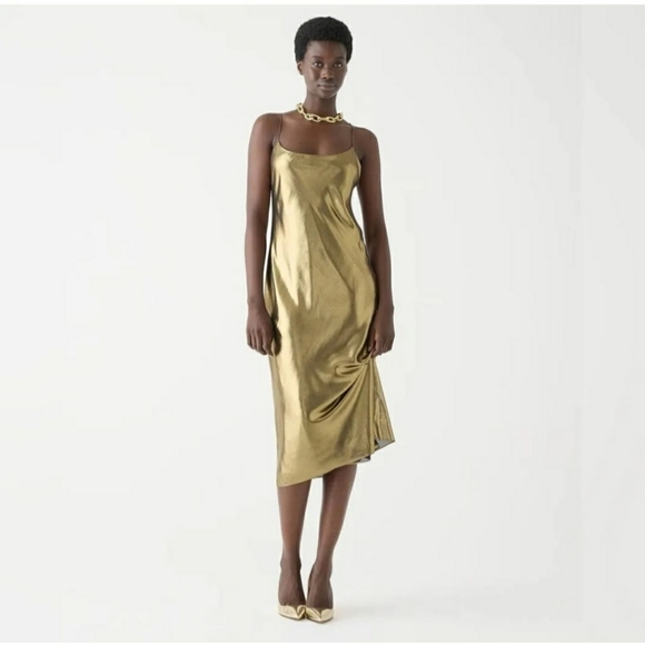 J. Crew Dresses & Skirts - J.Crew Gwyneth slip dress in gold lamé